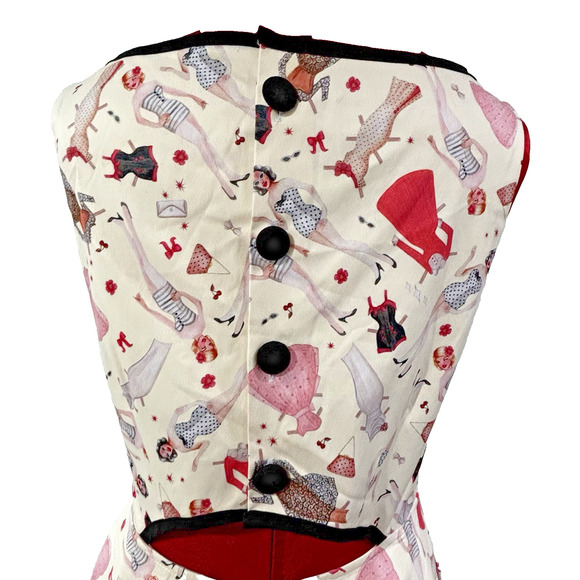 Voodoo Vixen Sleeveless Dress Fit & Flare size L Sundress Cut Out Novelty Print - Picture 5 of 12